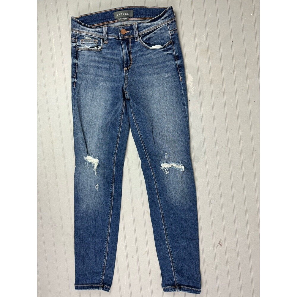 Harper Size 26 Womens Jeans Low Rise Skinny Distress Med Wash Stretch